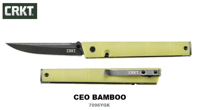 CRKT CEO Bamboo Slimline Folding Knife, GRN Yellow, CRKT7096YGK